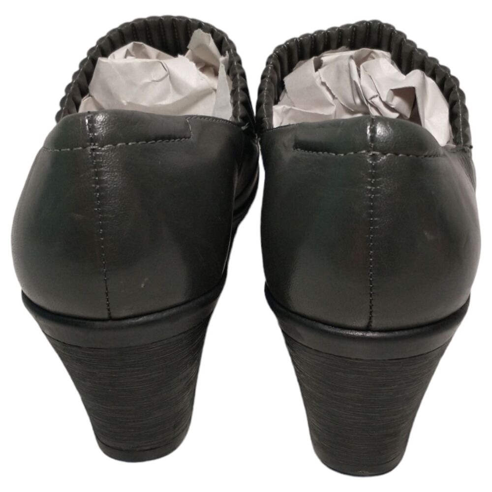 Clarks Womens Bendables Gray Leather Size 8.5M Thoughtful Q Comfort Block Heels - Picture 6 of 9
